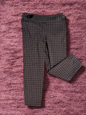 Purple, Black & White Plaid Pull-On Dress Pants